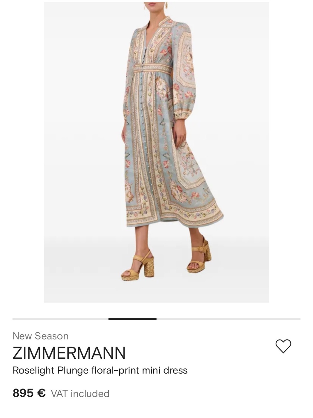 Zimmermann Roselight Plunge Floral-Print Midi Dress in Pale Blue
